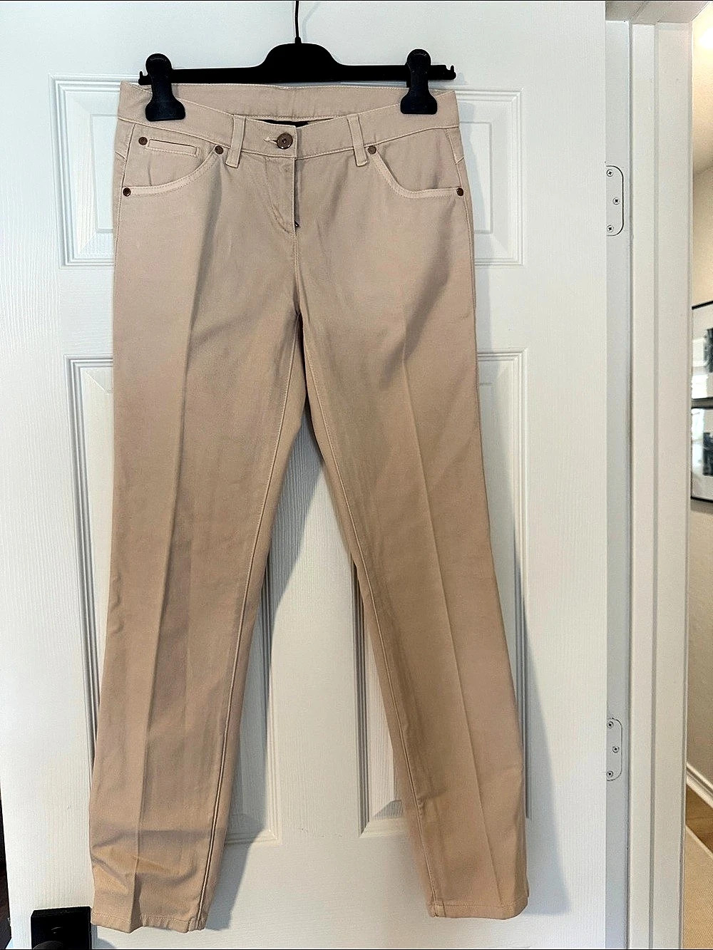 Brunello Cucinelli Skinny Fit Pants Straight Leg Cotton Pants/jeans Beige Size 3